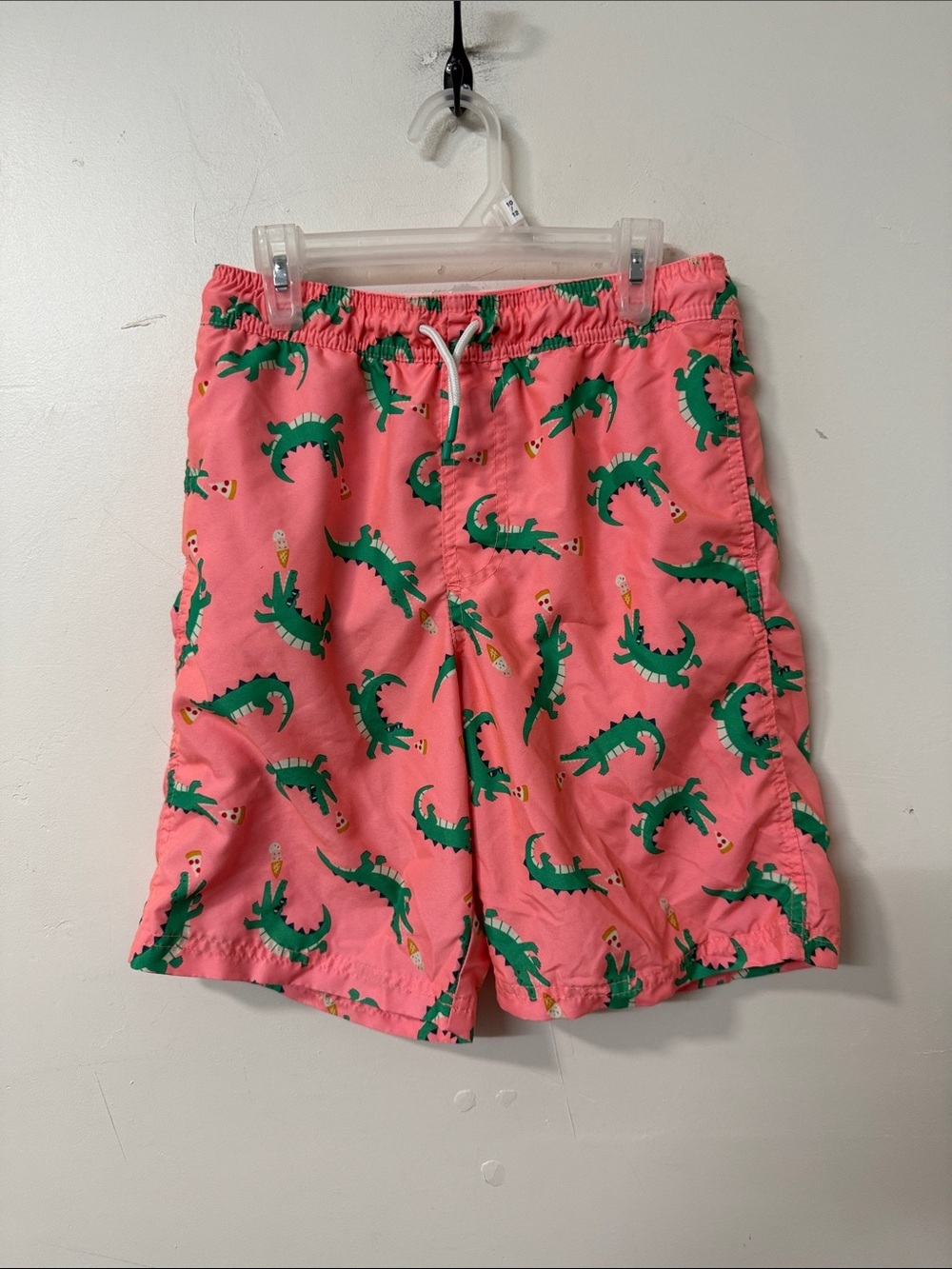Cat & Jack Pink Swim Shorts with Green Alligator Print